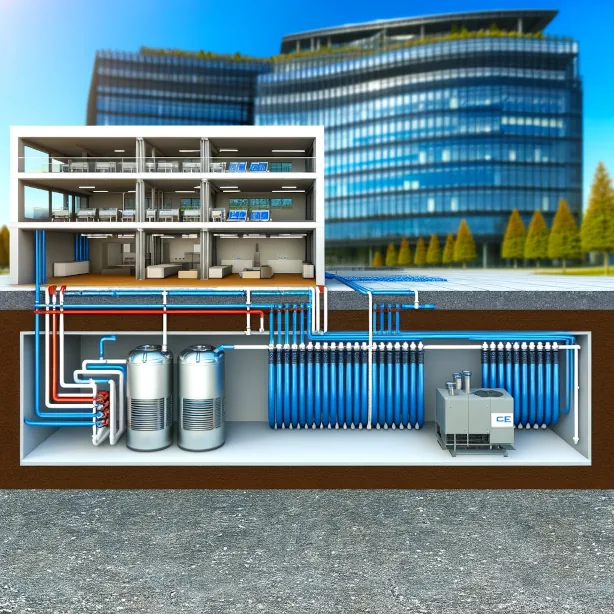 Geo-exchange heating system diagram